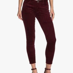 PAIGE Hoxton Ankle Corduroy Pants in Deep Ruby, EUC, Size 26